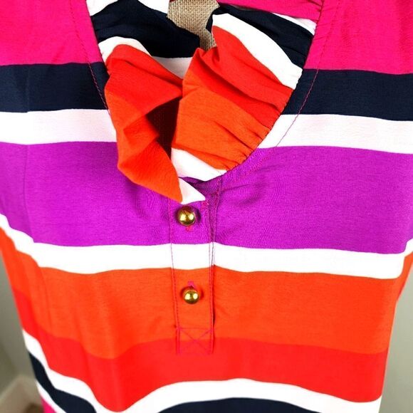 SOUTHERN FROCK WOMEN'S SHIFT SLEEVELESS RUFFLE NECKLINE DRESS SIZE LARGE - Picture 3 of 8